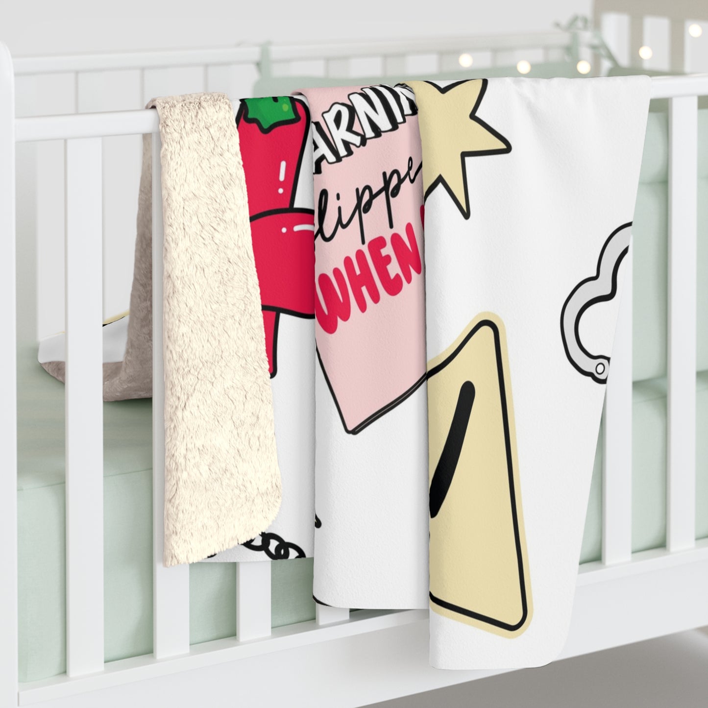 Warning When Wet Pattern Sherpa Blanket